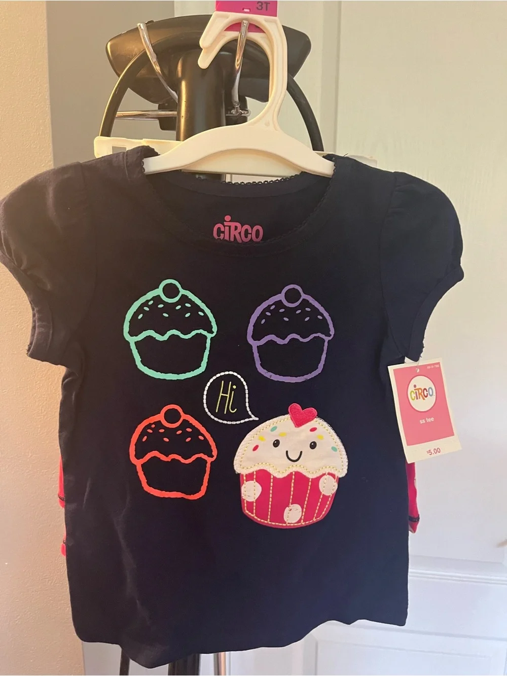 Circo Navy Blue Girls' Short-Sleeve Cupcake Appliqué Tee with skirt.